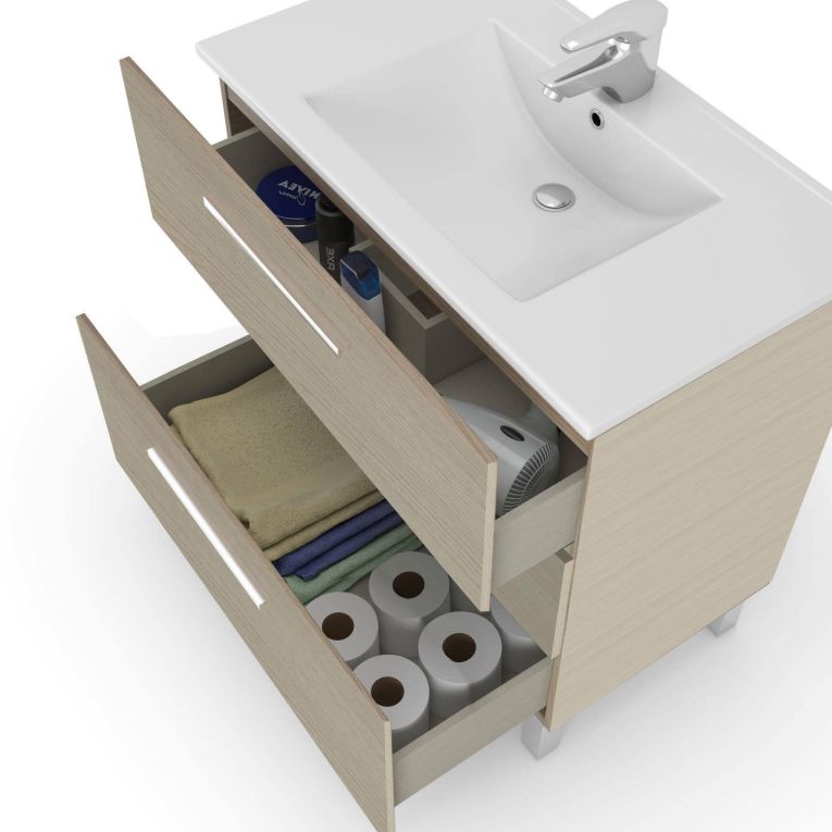 Mobile lavabo 3 cassetti 80x86x45h cm rovere - Elleboro