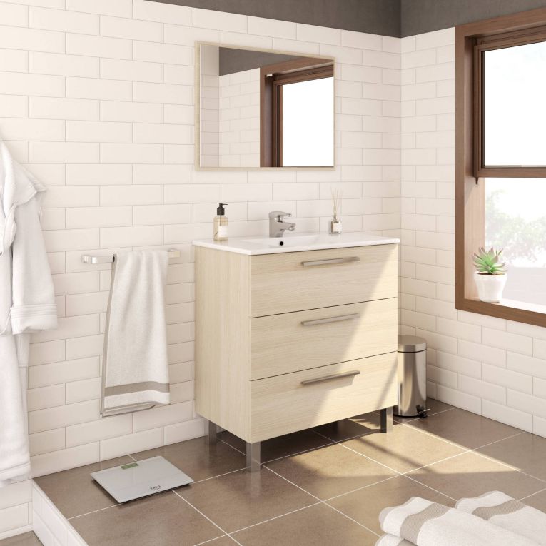 Mobile lavabo 3 cassetti 80x86x45h cm rovere - Elleboro