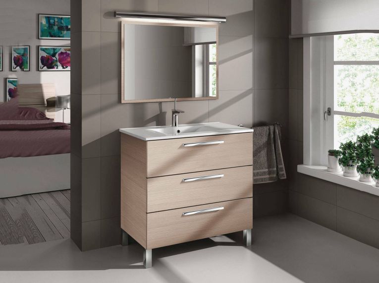 Mobile lavabo 3 cassetti 80x86x45h cm rovere - Elleboro