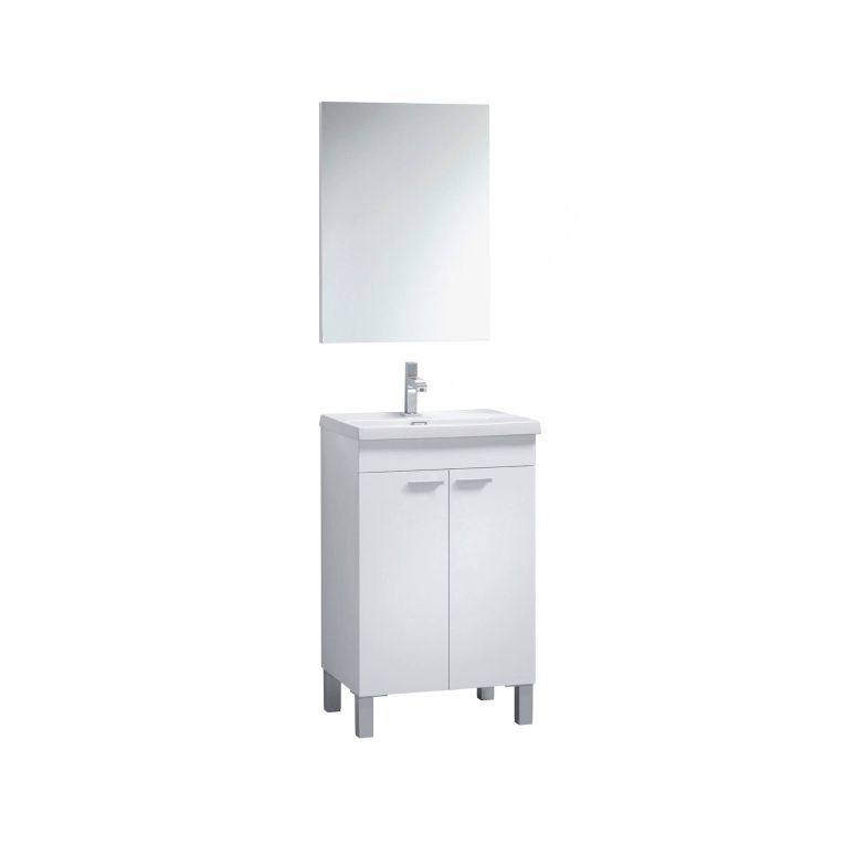 Mobile lavabo sospeso con specchio 50x80x40h cm bianco - Almenia