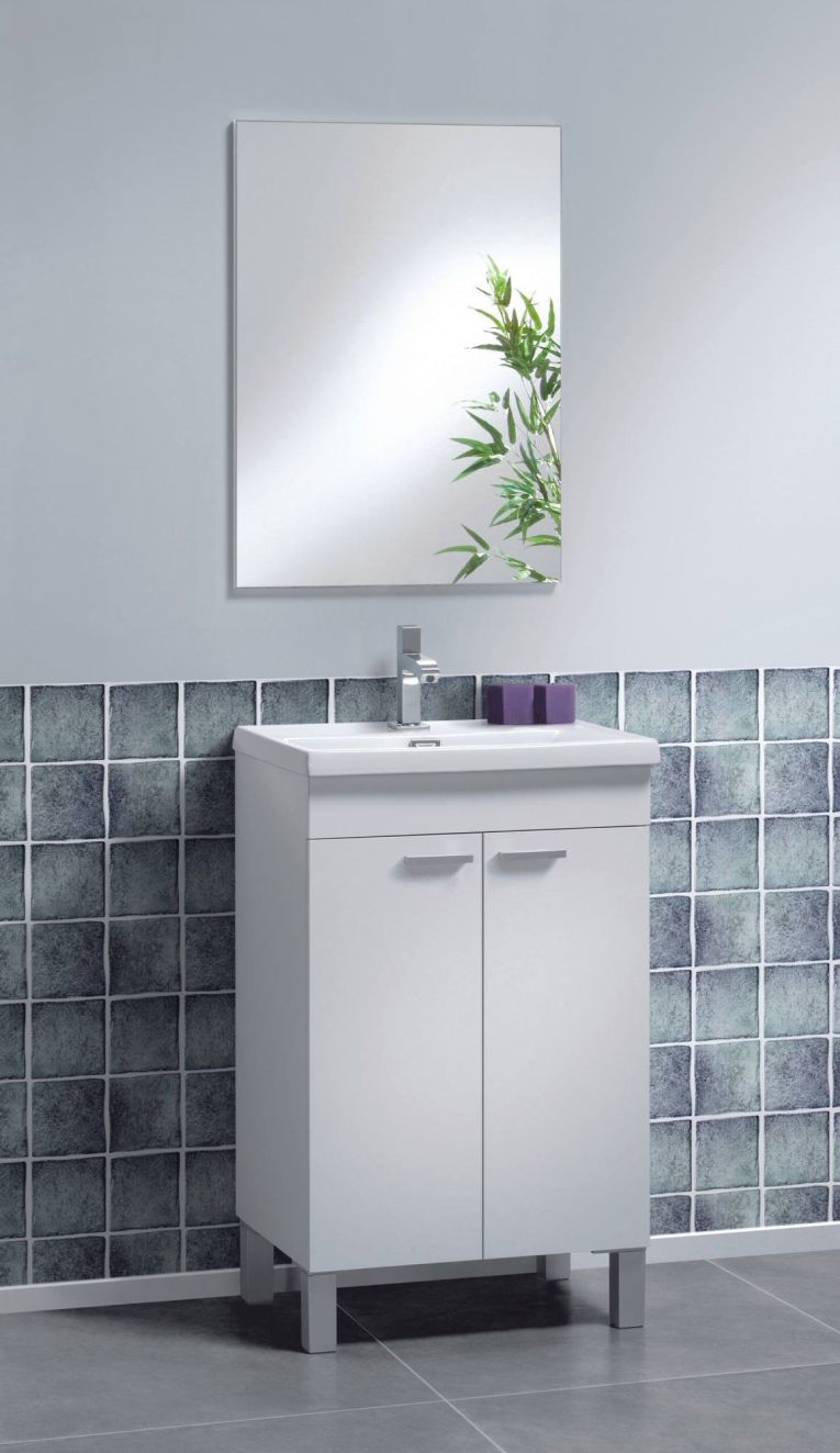 Mobile lavabo sospeso con specchio 50x80x40h cm bianco - Almenia