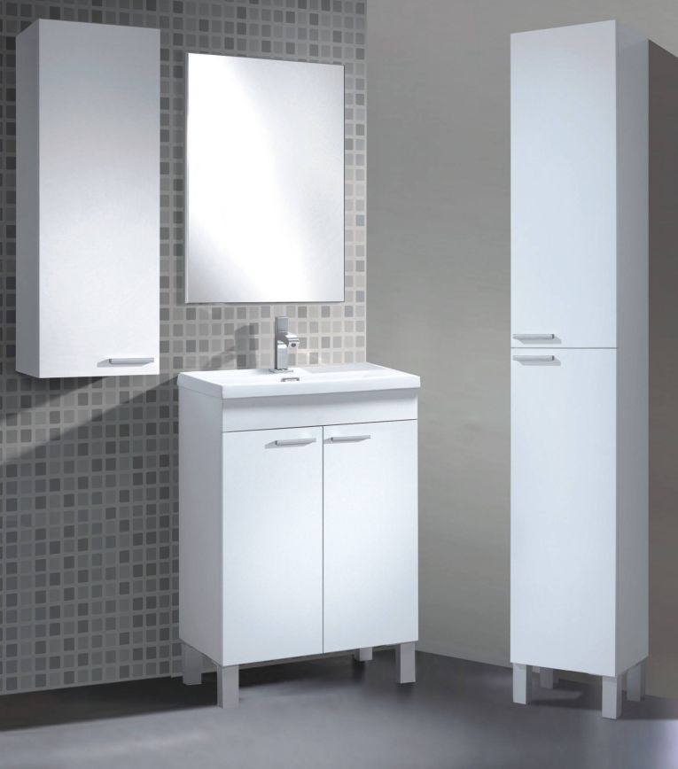 Mobile lavabo sospeso con specchio 50x80x40h cm bianco - Almenia