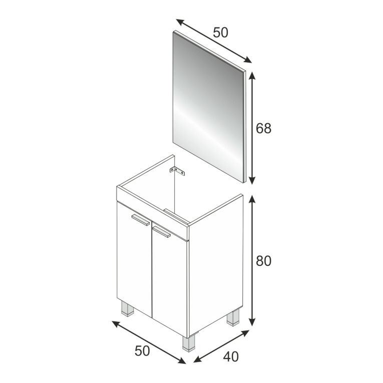 Mobile lavabo sospeso con specchio 50x80x40h cm rovere - Almenia