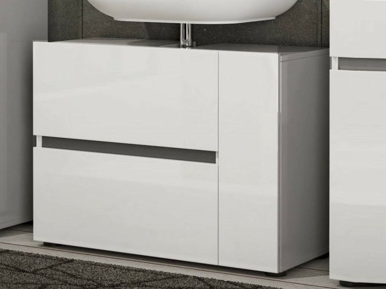 Mobile lavandino 1 anta e 1 cassetto 83x34x62h cm bianco lucido - Alamo