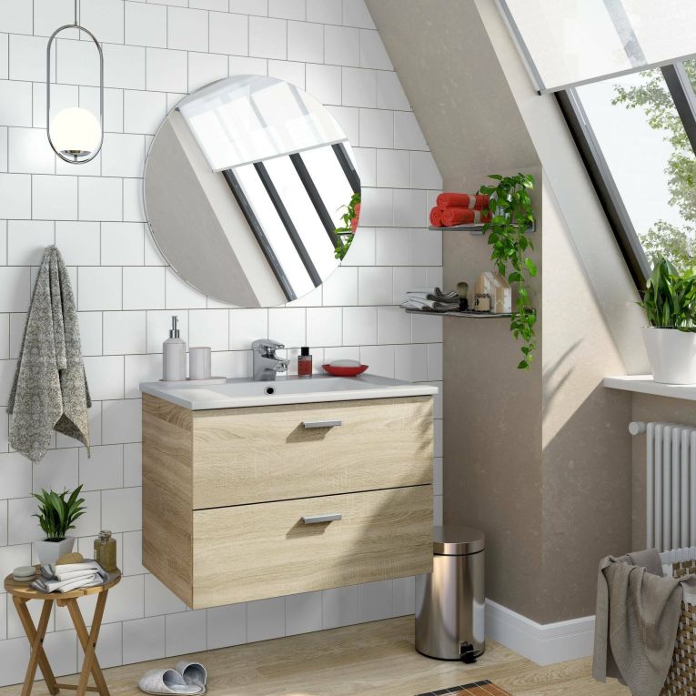 Mobile lavandino 2 cassetti 70x45x50h cm rovere - Tico
