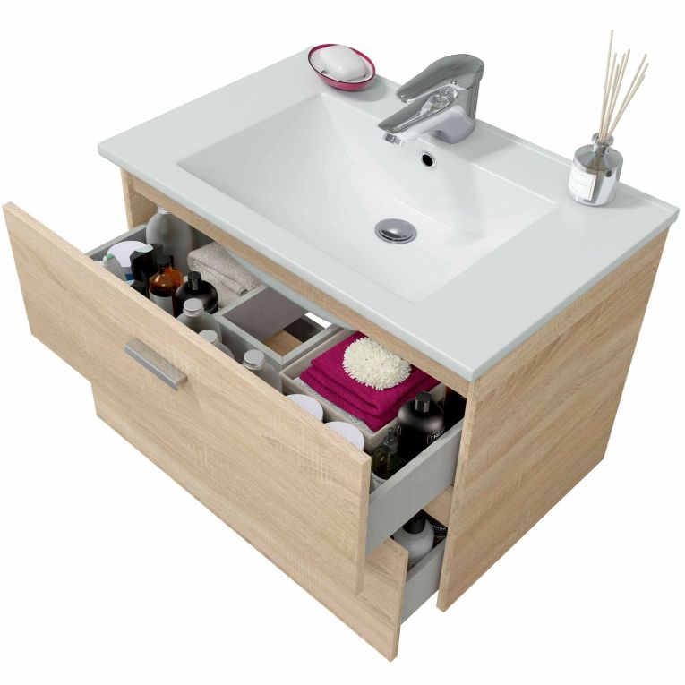 Mobile lavandino 2 cassetti 70x45x50h cm rovere - Tico