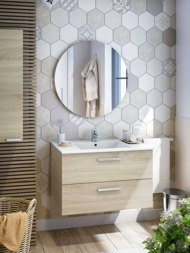 Mobile lavandino 2 cassetti 80x45x50h cm rovere - Felix