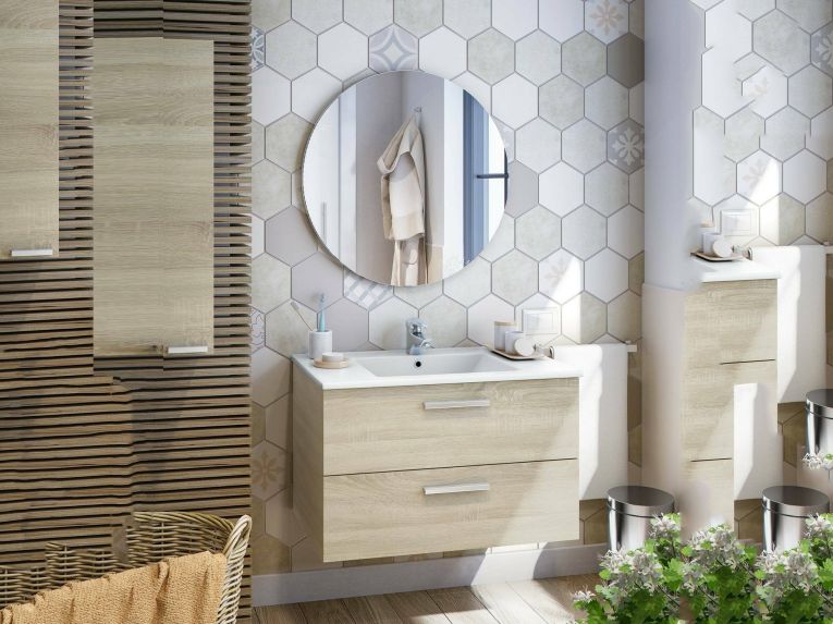 Mobile lavandino 2 cassetti 80x45x50h cm rovere - Felix