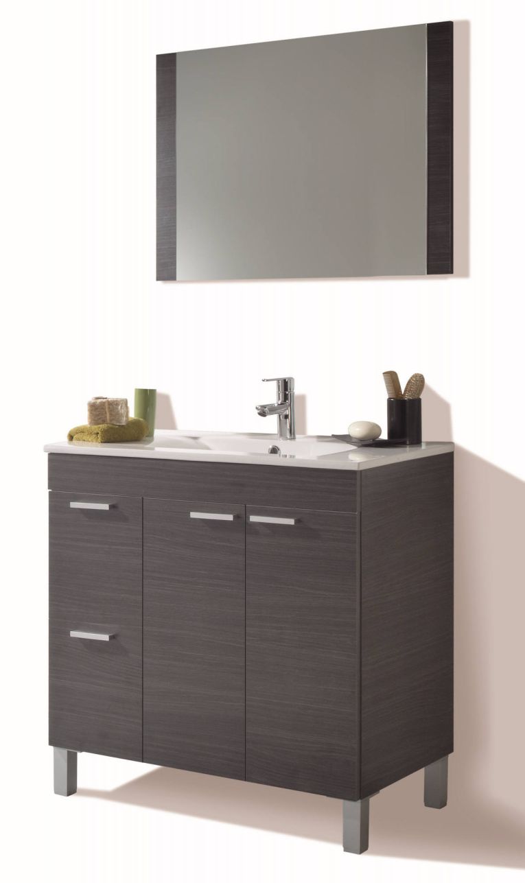 Mobile lavandino 2 cassetti 80x80x45h cm grigio cenere - Aracth