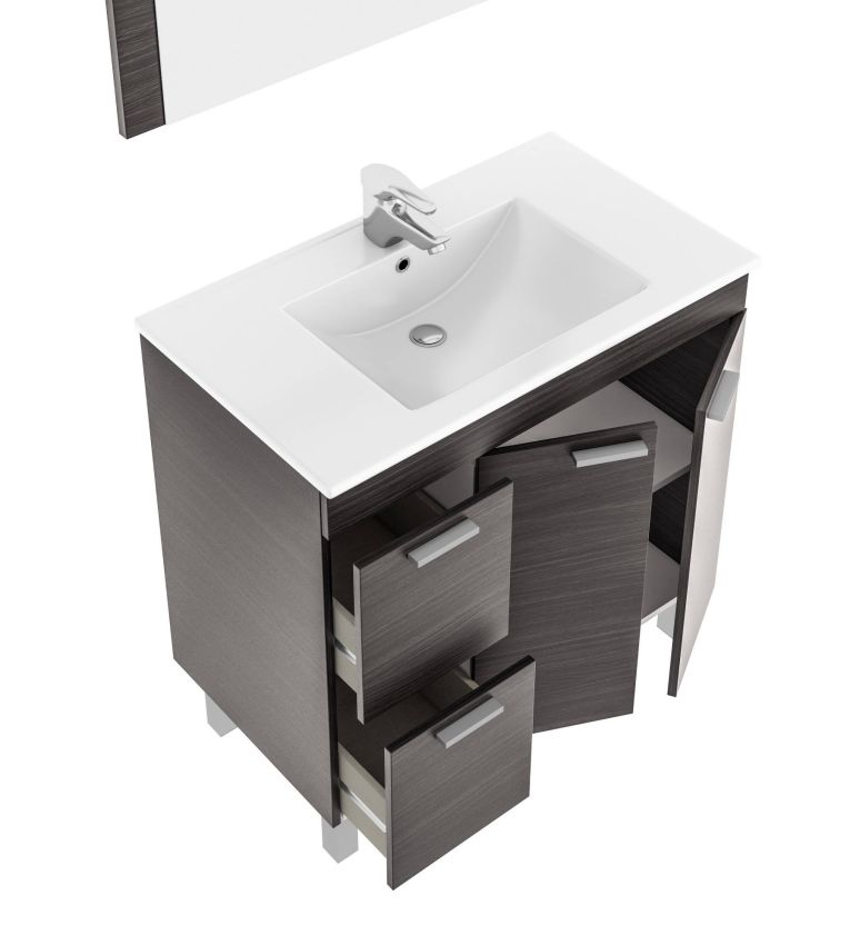 Mobile lavandino 2 cassetti 80x80x45h cm grigio cenere - Aracth