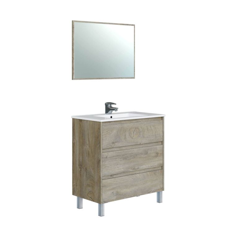 Mobile lavandino 3 cassetti 80x86x45h cm rovere - Albachiara