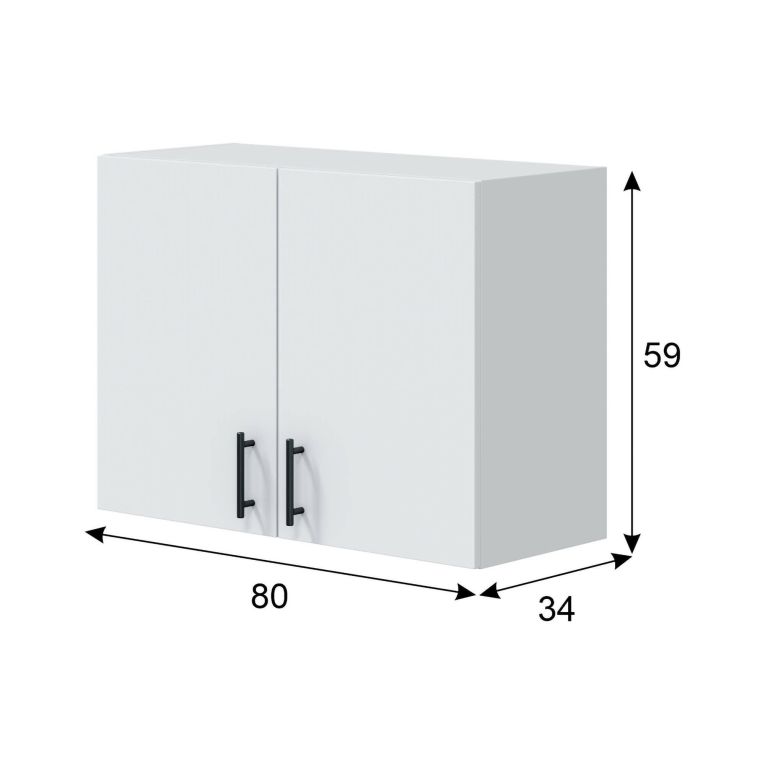 Mobile pensile 2 ante Este, Armadietto sospeso, Mobiletto a muro, Armadio ausiliario multifunzione, 80x34 h59 cm, Bianco