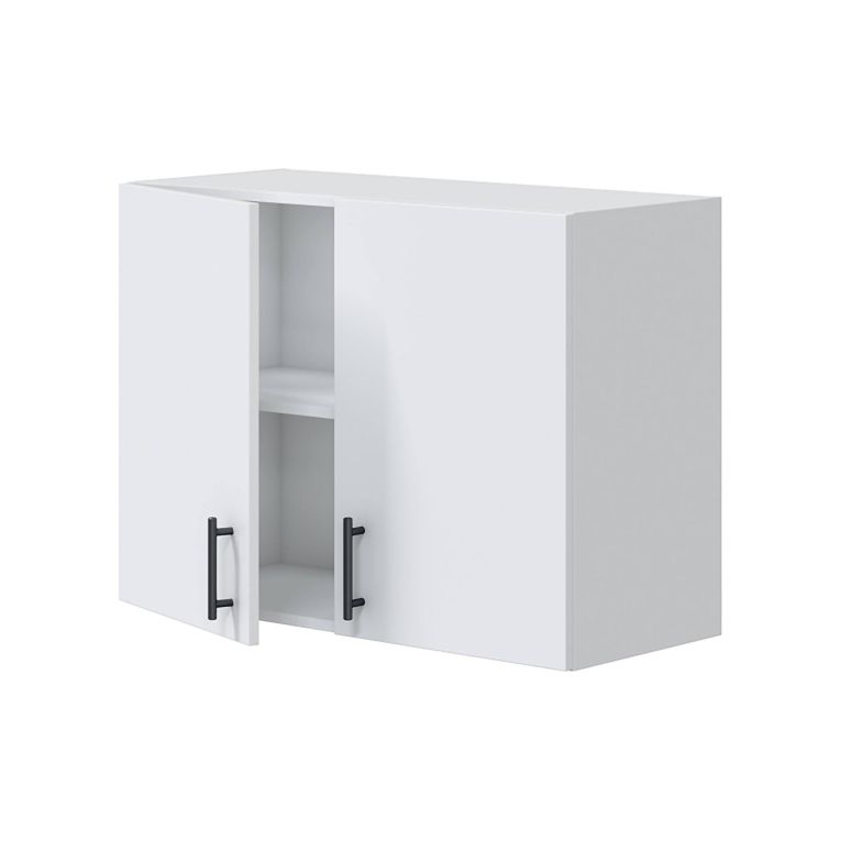 Mobile pensile 2 ante Este, Armadietto sospeso, Mobiletto a muro, Armadio ausiliario multifunzione, 80x34 h59 cm, Bianco