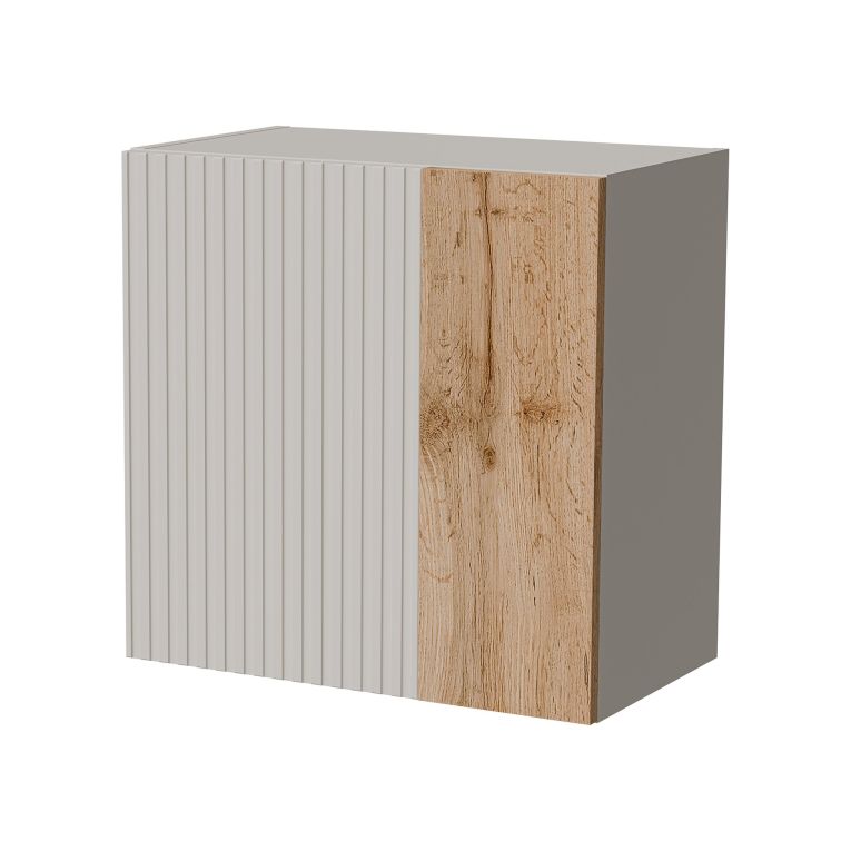 Mobile Pensile Beige Marrone Rovere un Ripiano Modulabile 49.9x50h cm, 2 Vani - Fonteno