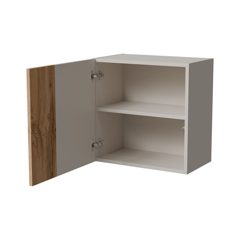 Mobile Pensile Beige Marrone Rovere un Ripiano Modulabile 49.9x50h cm, 2 Vani - Fonteno