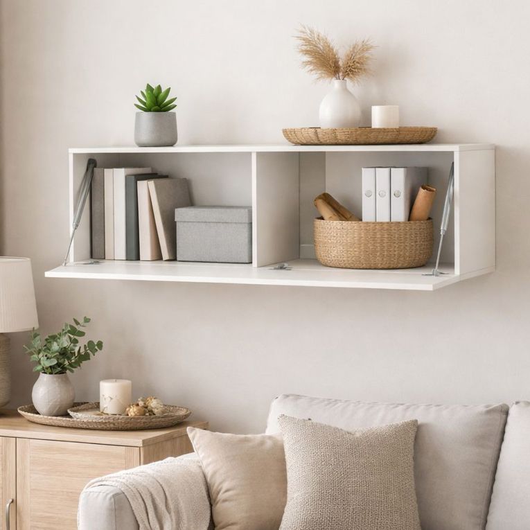 Mobile Pensile Beige Modulabile un Ripiano 150x40h cm, Un'anta - Laghetto