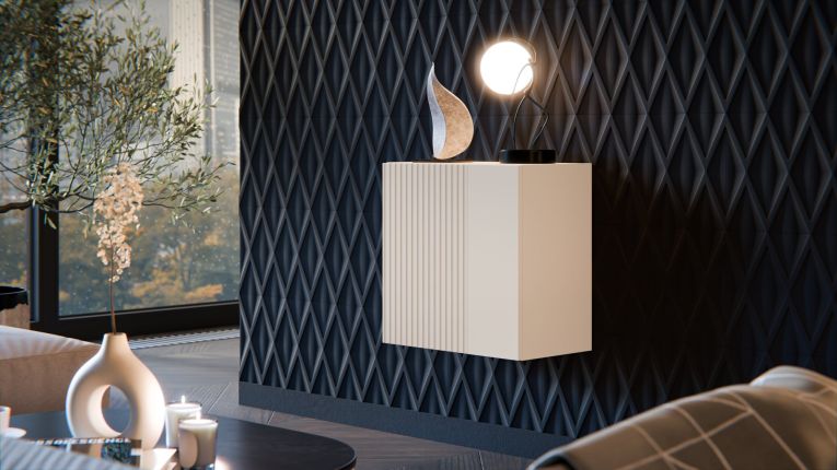 Mobile Pensile Beige un Ripiano Modulabile 49.9x50h cm, Apertura Push Pull - Fonteno