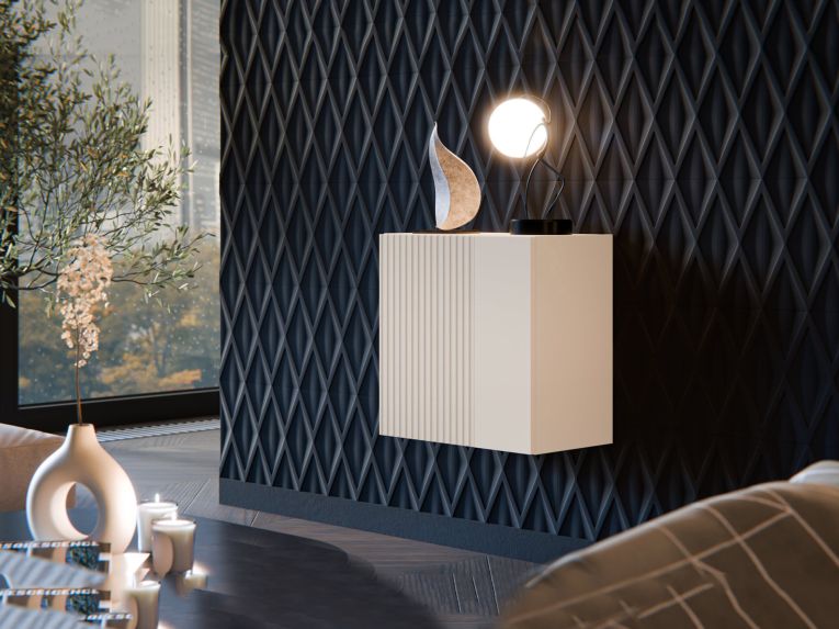Mobile Pensile Beige un Ripiano Modulabile 49.9x50h cm, Apertura Push Pull - Fonteno
