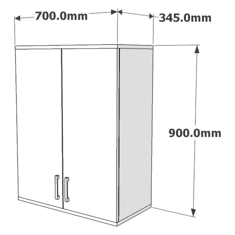Mobile Pensile Bianco 2 Ripiani 2 Ante 70x90h cm, 3 Vani - Isili