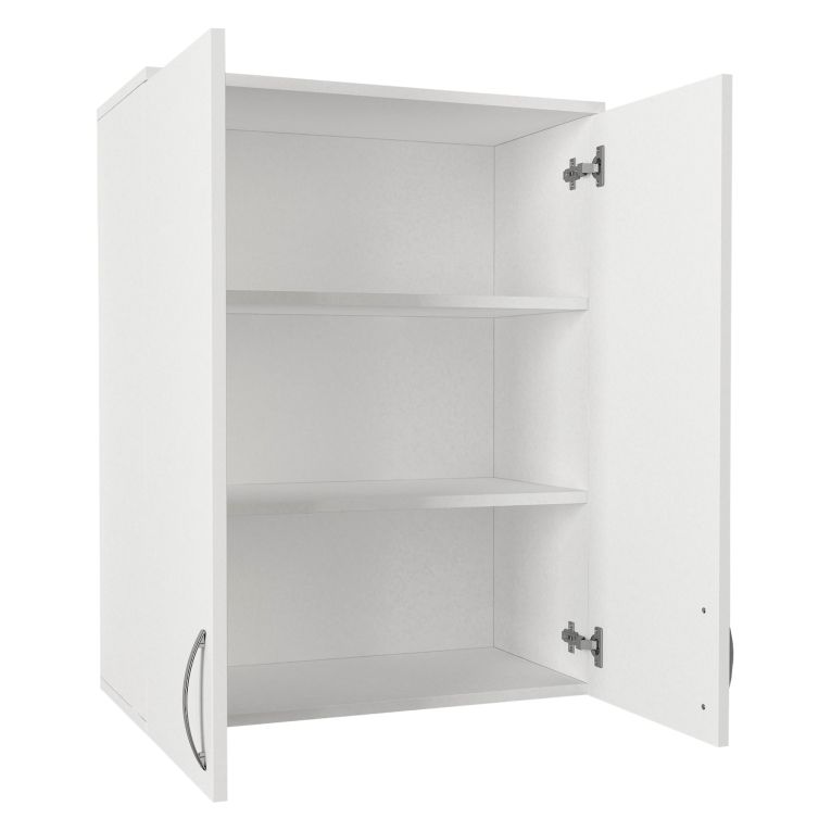 Mobile Pensile Bianco 2 Ripiani 2 Ante 70x90h cm, 3 Vani - Isili