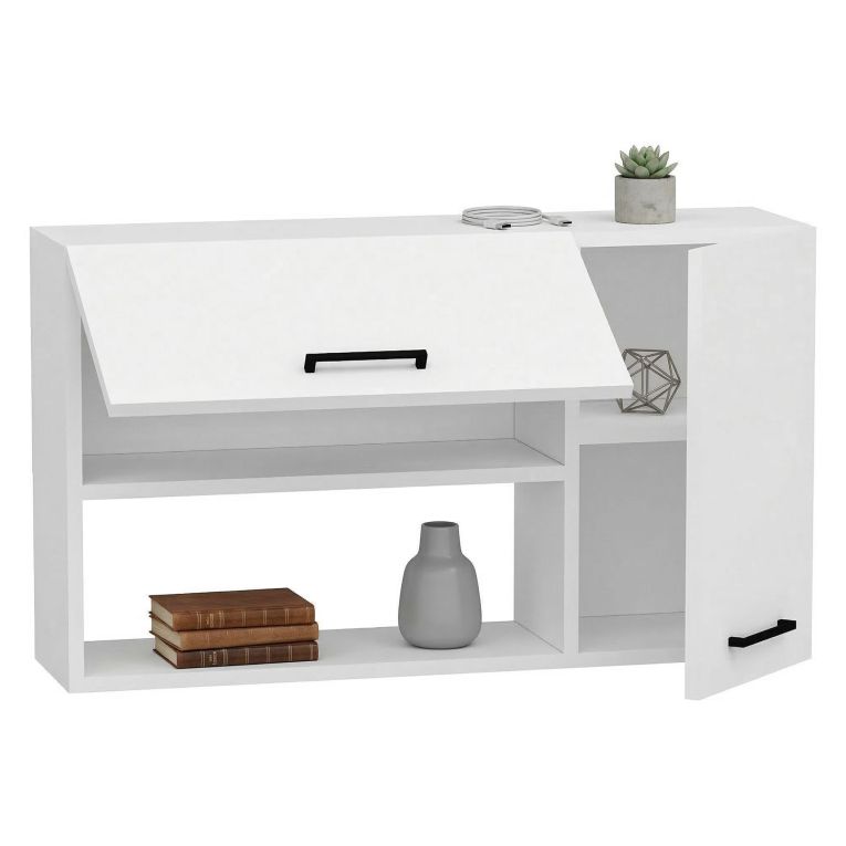Mobile Pensile Bianco 2 Ripiani 2 Ante 90x52h cm, 4 Vani - Rassa