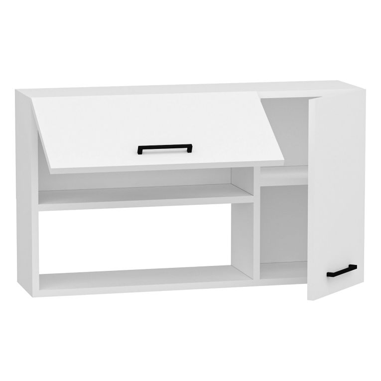 Mobile Pensile Bianco 2 Ripiani 2 Ante 90x52h cm, 4 Vani - Rassa