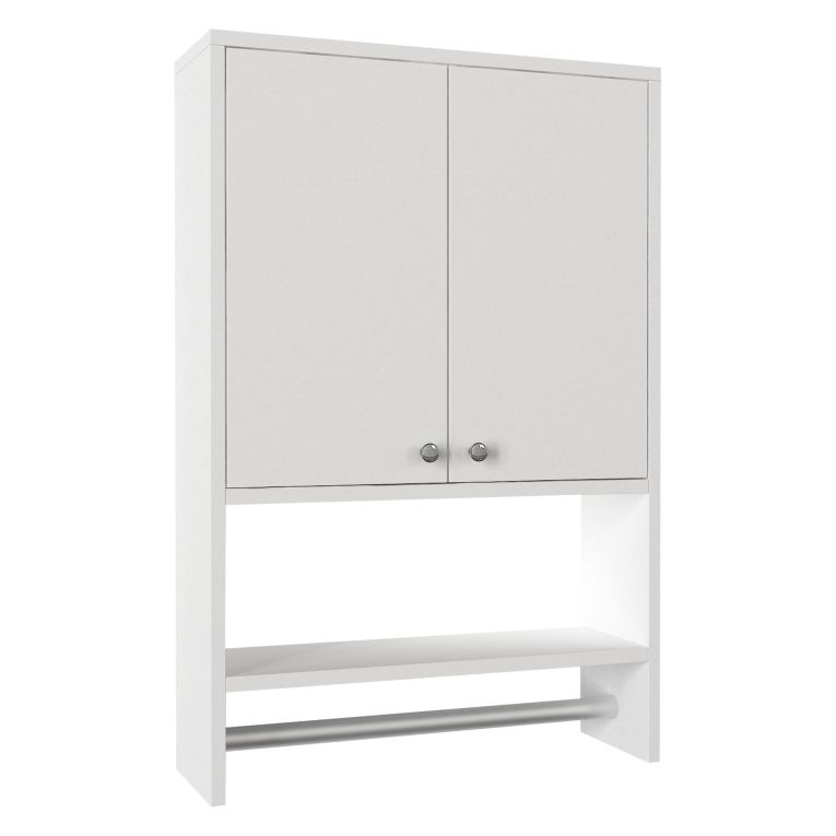Mobile Pensile Bianco 2 Ripiani Apertura Battente 59x90h cm, 2 Ante - Taviano