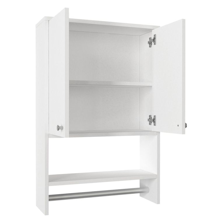Mobile Pensile Bianco 2 Ripiani Apertura Battente 59x90h cm, 2 Ante - Taviano