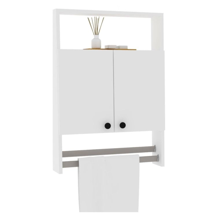 Mobile Pensile Bianco 2 Ripiani Apertura Battente 60x87h cm, 2 Ante - Tanagro