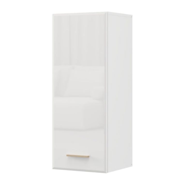 Mobile Pensile Bianco Opaco Marrone Rovere 2 Ripiani Un'anta 39x96h cm, 3 Vani - Fresis