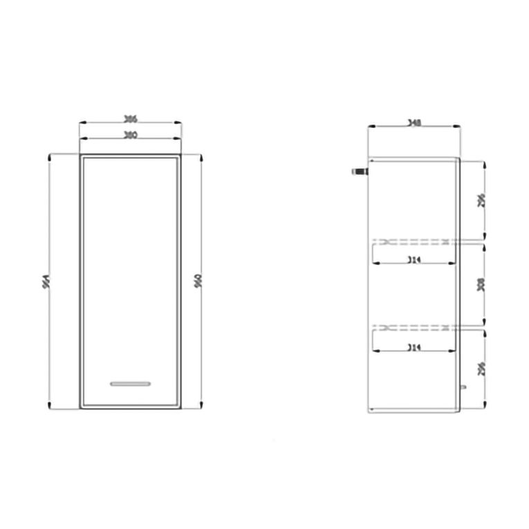 Mobile Pensile Bianco Opaco Marrone Rovere 2 Ripiani Un'anta 39x96h cm, 3 Vani - Fresis