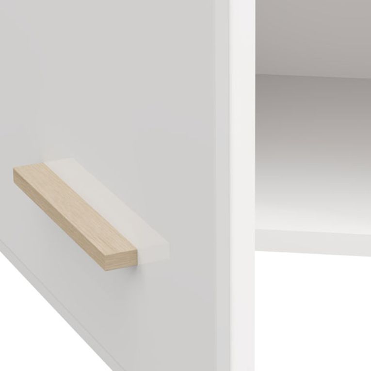 Mobile Pensile Bianco Opaco Marrone Rovere 2 Ripiani Un'anta 39x96h cm, 3 Vani - Fresis