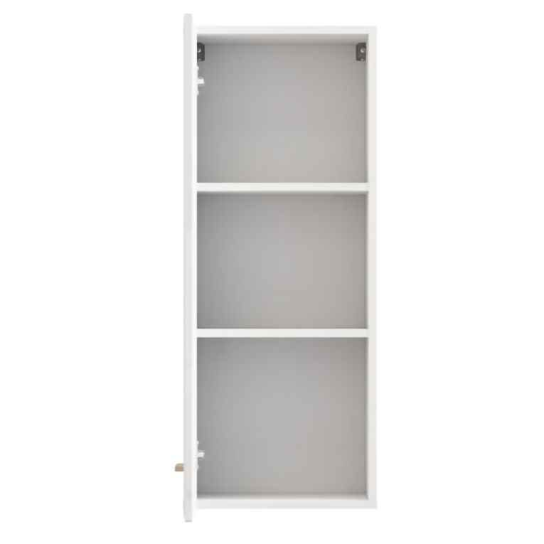 Mobile Pensile Bianco Opaco Marrone Rovere 2 Ripiani Un'anta 39x96h cm, 3 Vani - Fresis