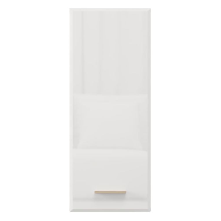 Mobile Pensile Bianco Opaco Marrone Rovere 2 Ripiani Un'anta 39x96h cm, 3 Vani - Fresis