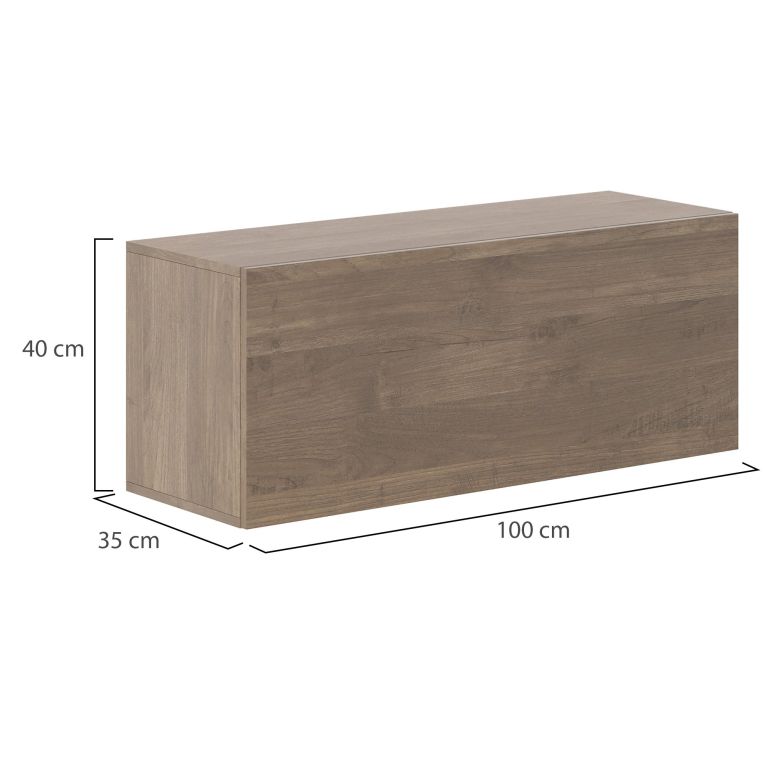 Mobile Pensile Marrone Noce Modulabile un Ripiano 100x40h cm, Un'anta - Pimonte
