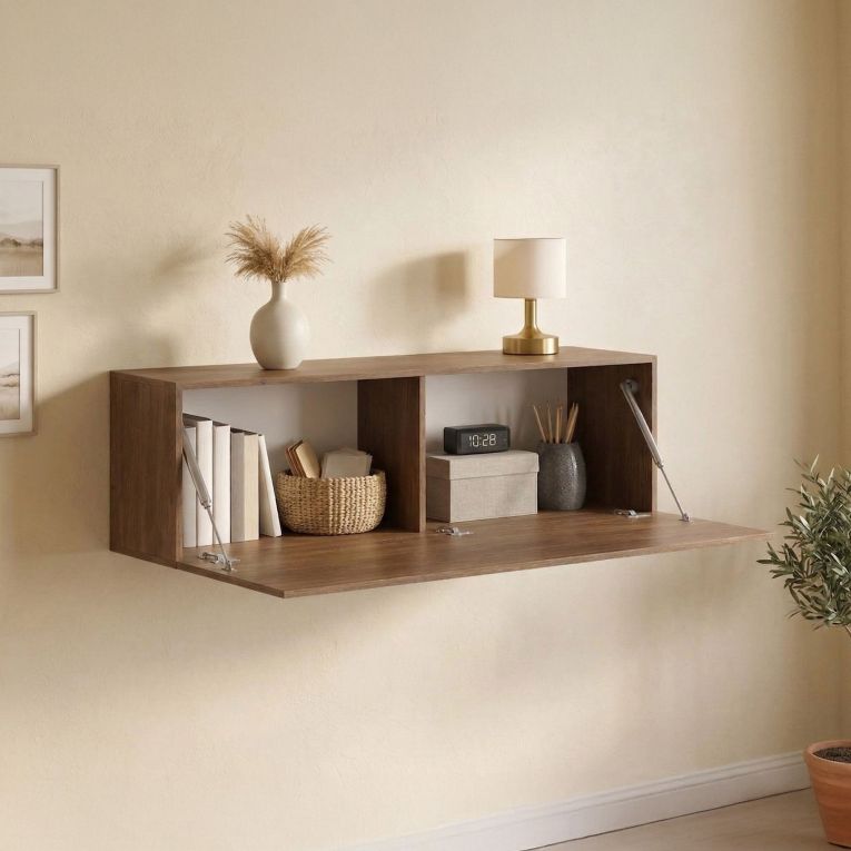 Mobile Pensile Marrone Noce Modulabile un Ripiano 150x40h cm, Un'anta - Laghetto