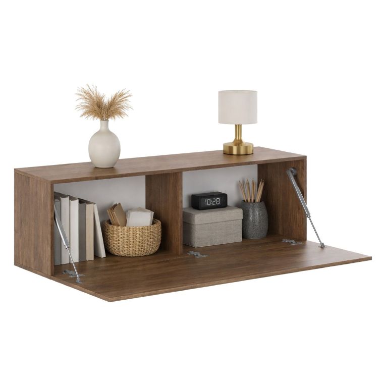 Mobile Pensile Marrone Noce Modulabile un Ripiano 150x40h cm, Un'anta - Laghetto