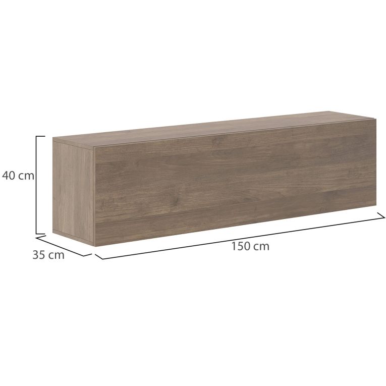 Mobile Pensile Marrone Noce Modulabile un Ripiano 150x40h cm, Un'anta - Laghetto