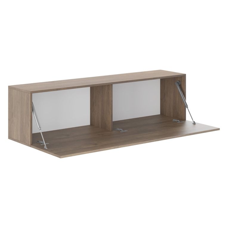 Mobile Pensile Marrone Noce Modulabile un Ripiano 150x40h cm, Un'anta - Laghetto