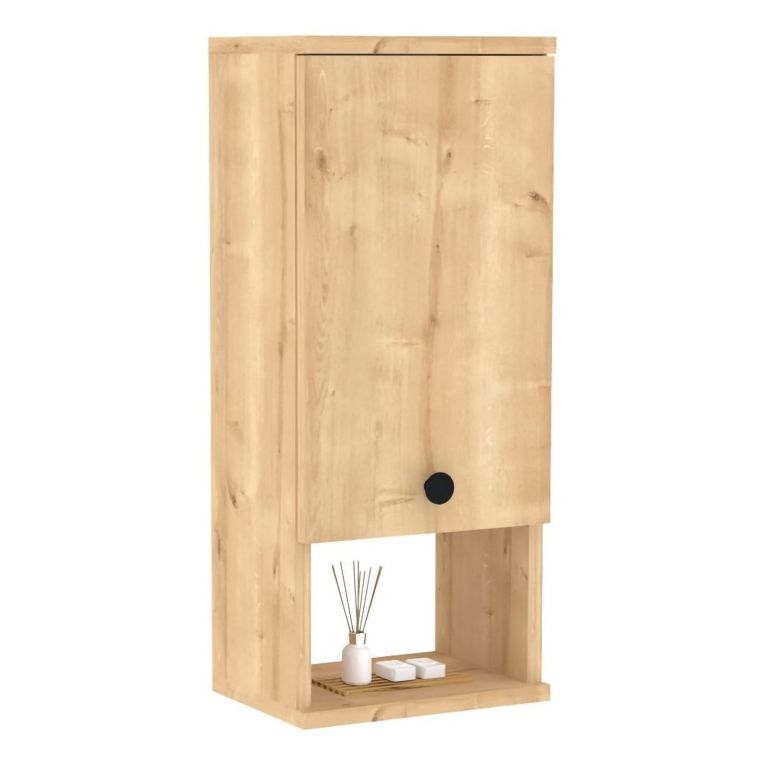 Mobile Pensile Marrone Rovere 2 Ripiani Un'anta 30x71h cm, 3 Vani - Tarano
