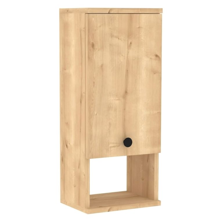 Mobile Pensile Marrone Rovere 2 Ripiani Un'anta 30x71h cm, 3 Vani - Tarano