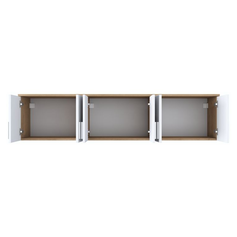 Mobile Pensile Marrone Rovere Bianco 6 Ante 3 Vani 180x41h cm, Apertura Battente - Arazzo