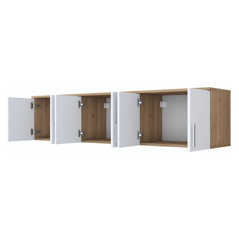 Mobile Pensile Marrone Rovere Bianco 6 Ante 3 Vani 180x41h cm, Apertura Battente - Arazzo