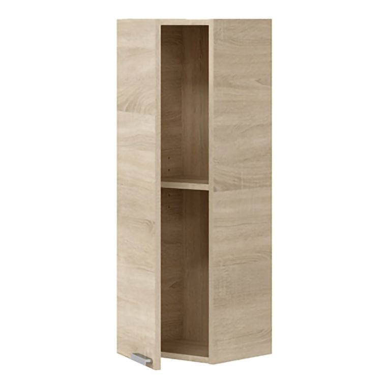 Mobile Pensile Marrone Rovere Grigio un Ripiano Un'anta 30x85h cm, Reversibile - Parga