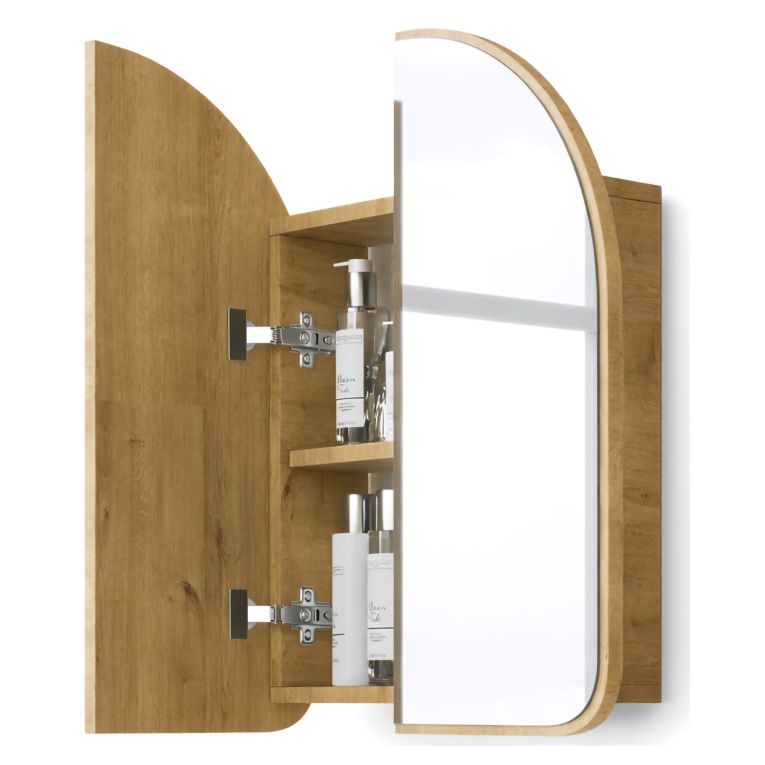 Mobile Pensile Marrone Rovere Trasparente Specchio Incluso un Ripiano 60x70h cm, 2 Ante - Vigano