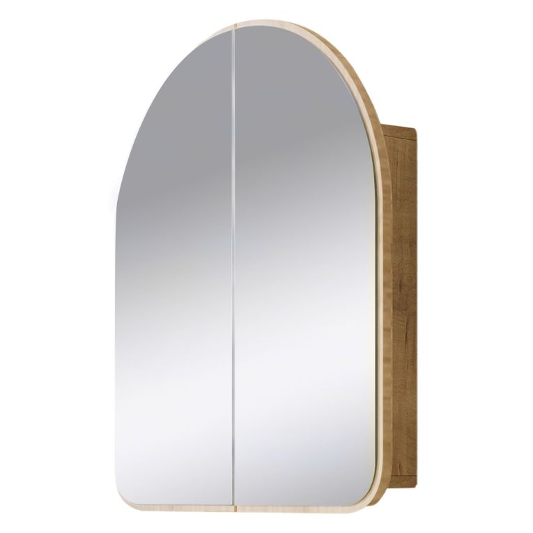Mobile Pensile Marrone Rovere Trasparente Specchio Incluso un Ripiano 60x70h cm, 2 Ante - Vigano
