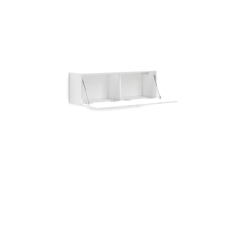 Mobile pensile Worcester, Armadietto sospeso, Mobiletto a muro, Armadio ausiliario multifunzione, Made in Italy, 113x39h37 cm, Bianco lucido