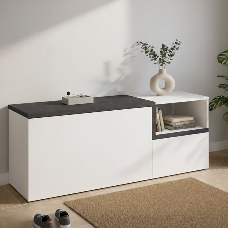 Mobile per ingresso 2 ante bianco lucido e ardesia 120x54h cm - Aska