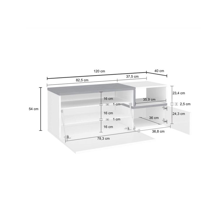 Mobile per ingresso 2 ante bianco lucido e ardesia 120x54h cm - Aska