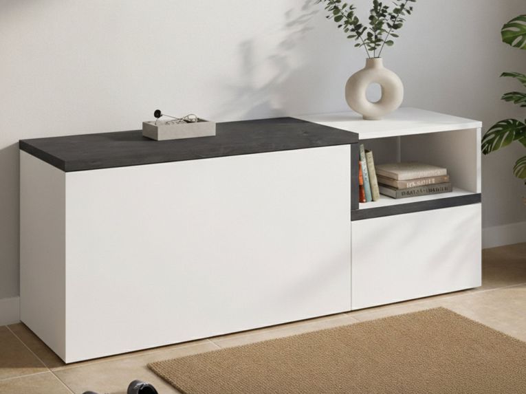 Mobile per ingresso 2 ante bianco lucido e ardesia 120x54h cm - Aska